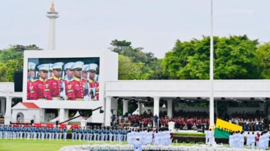 Gladi bersih menjelang pelaksanaan Upacara HUT Kemerdekaan RI Ke-80 yang telah digelar pada Kamis, 14 Agustus 2025.