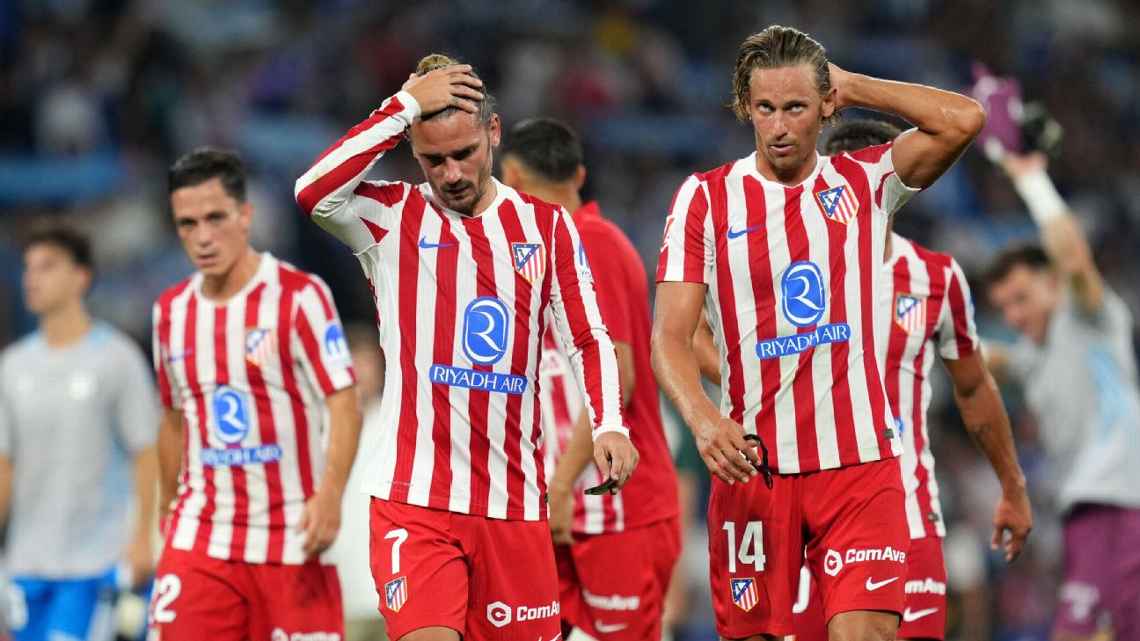 Raut kekecewaan pemain Atletico Madrid setelah kekalahan dari Espanyol di laga pembuka La Liga