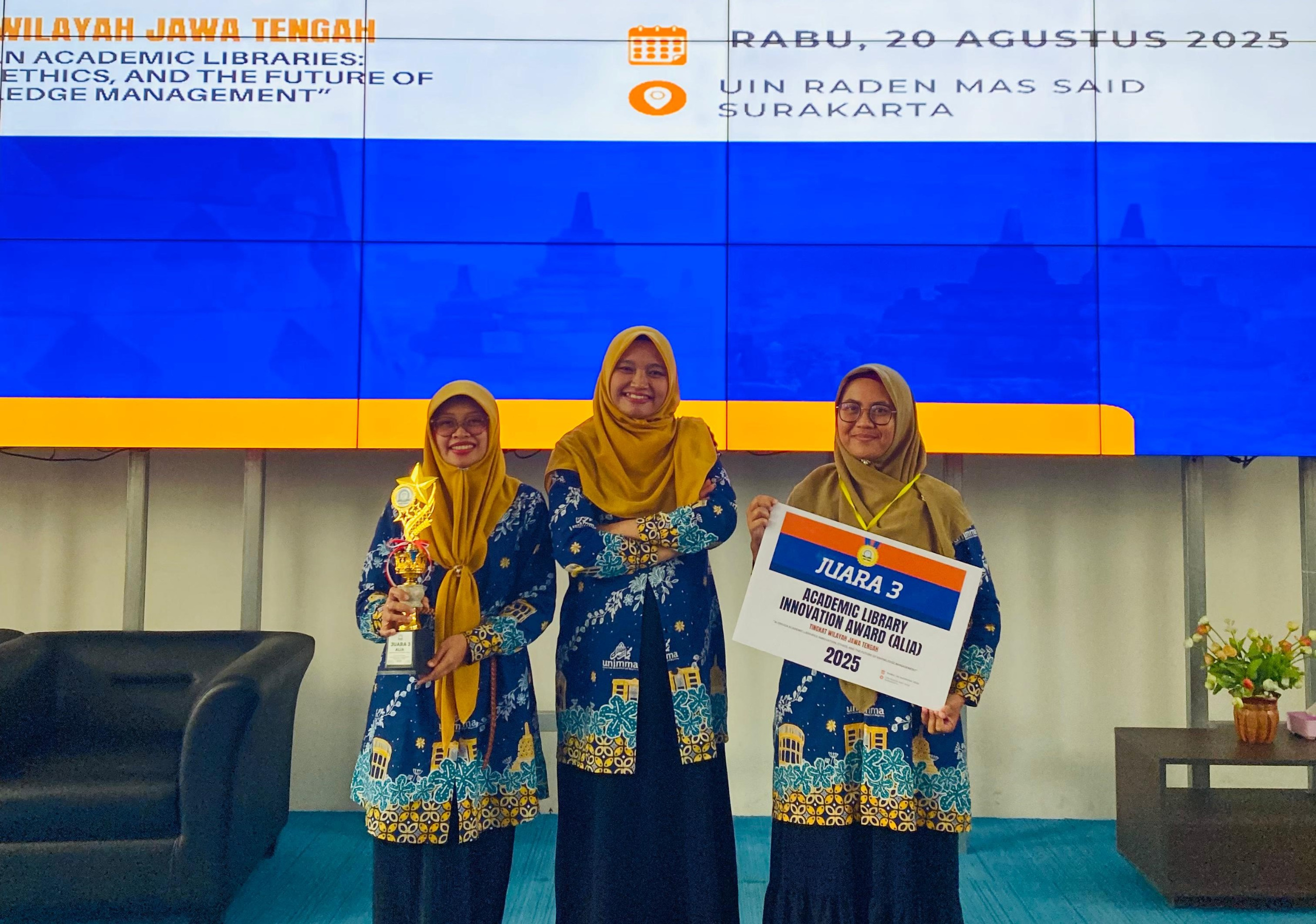 Tim pustakawan Unimma menyabet juara 3 dalam ajang ALIA 2025.  &nbsp;