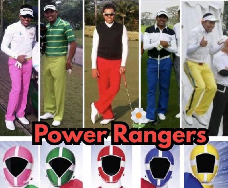 Potret lama Ahmad Syahroni saat bermain golf diedit warganet sejajar dengan Power Rangers.