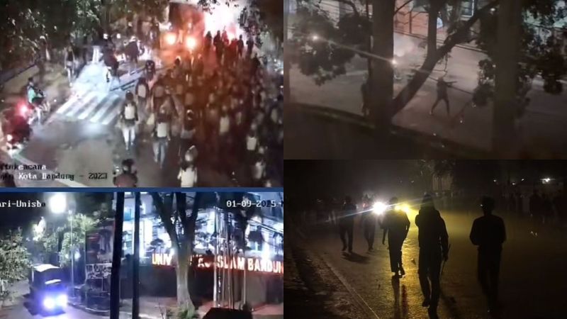 Aparat kepolisian dan TNI serbu Kampus Unpas dan Unisba, mahasiswa terjebak gas air mata.