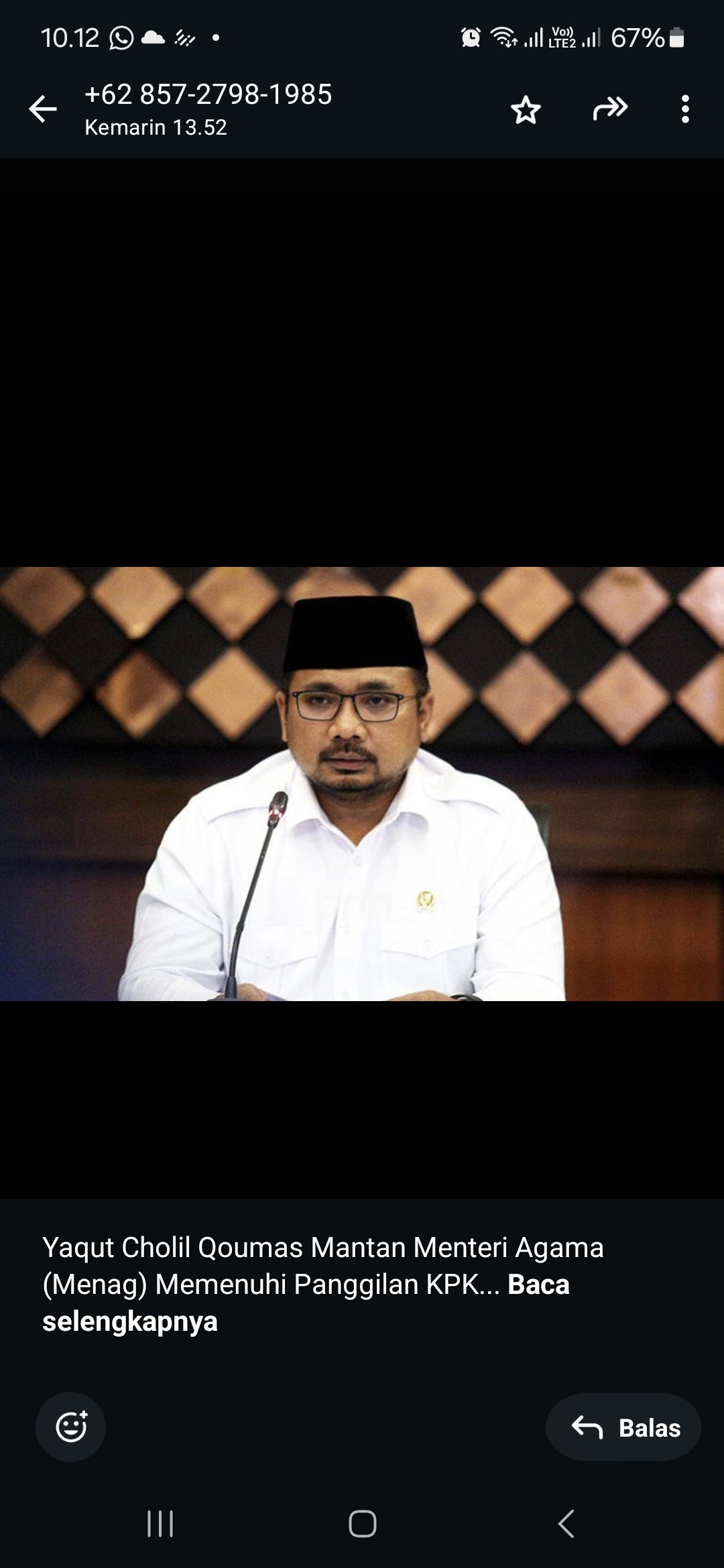 Yaqut Cholil Qoumas, Mantan Menteri Agama yang dipanggil KPK.