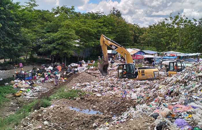 Kondisi TPAS Wukirsari di Kapanewon Wonosari yang menjadi satu-satunya tumpuan TPAS di Gunungkidul sudah sudah penuh sesak. Foto diambil pada Selasa (1/7).