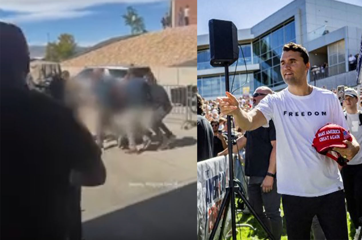 Charlie Kirk, aktivis konservatif sekaligus pendiri organisasi Turning Point USA terkena tembakan di bagian leher saat orasi di Utah Valley University, Amerika Serikat, Rabu (10/9/2025).