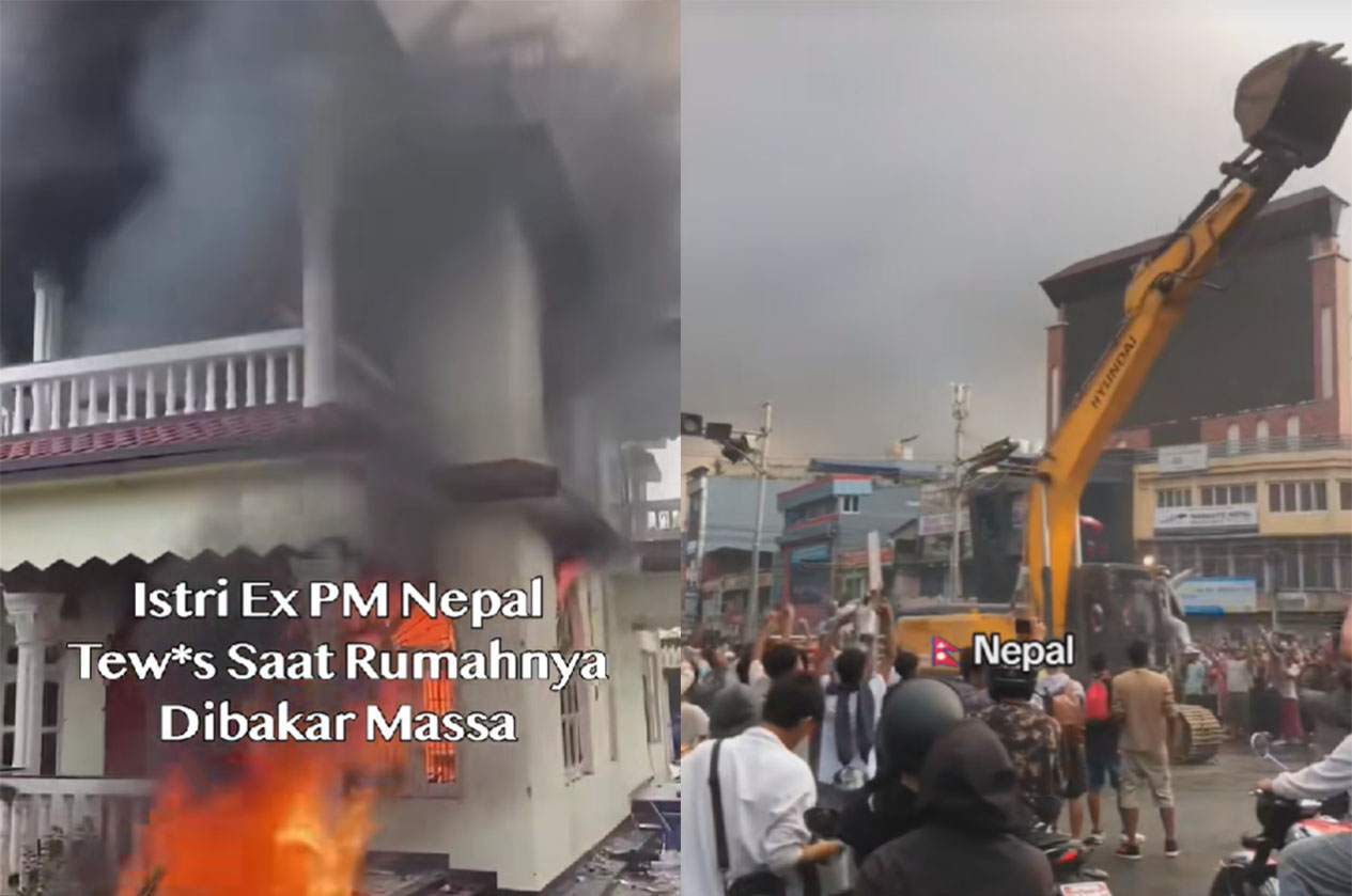 Demonstrasi yang berujung pembakaran rumah pejabat hingga penjarahan di Nepal.