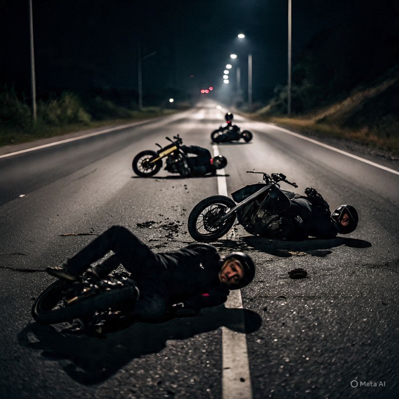 Ilustrasi kecelakaan beruntun empat pengendara motor.