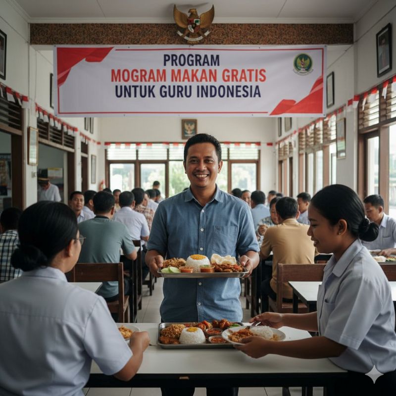 Ilustrasi makan bergizi gratis bagi guru.