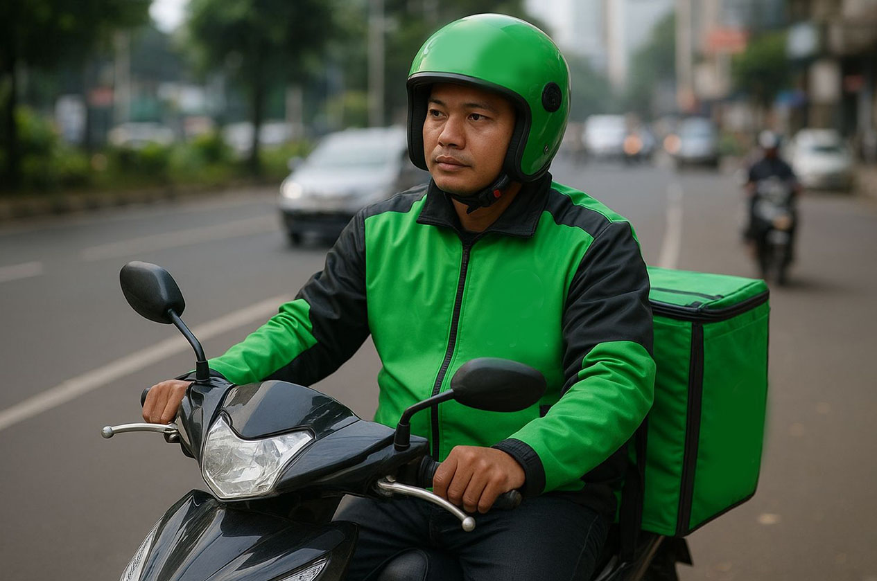 Ilustrasi pengemudi ojek online.