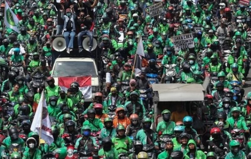 Demo ojol di Jakarta.