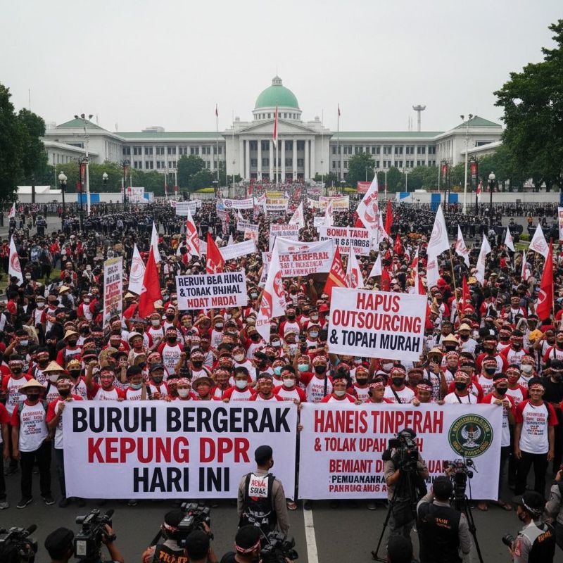 Ilustrasi Demo Kepung DPR RI.