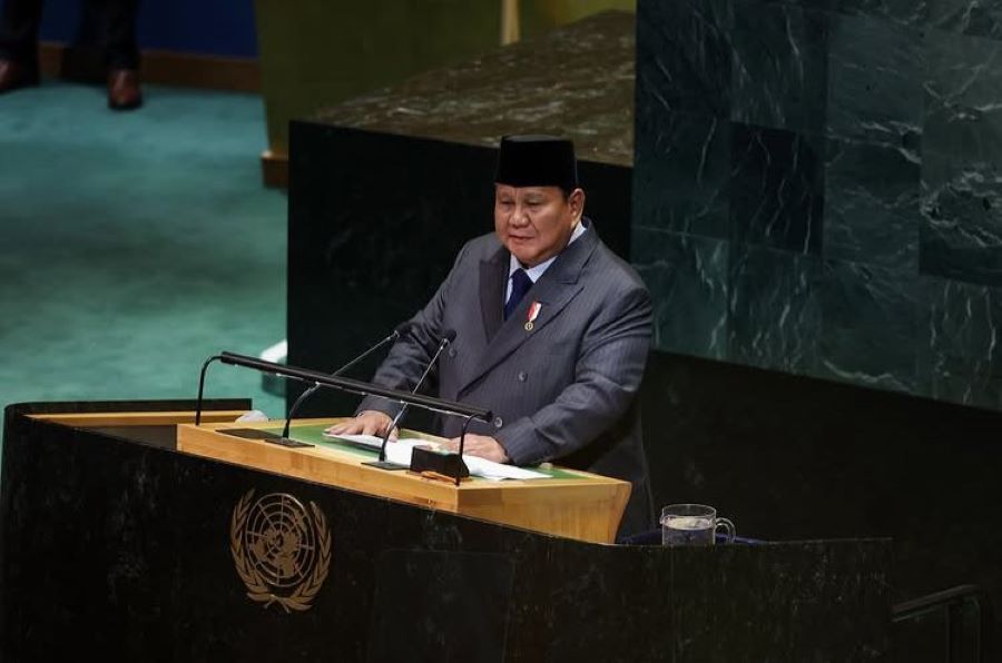Prabowo Subianto menyampaikan pidato pada Konferensi Internasional Tingkat Tinggi untuk Penyelesaian Damai atas Masalah Palestina
