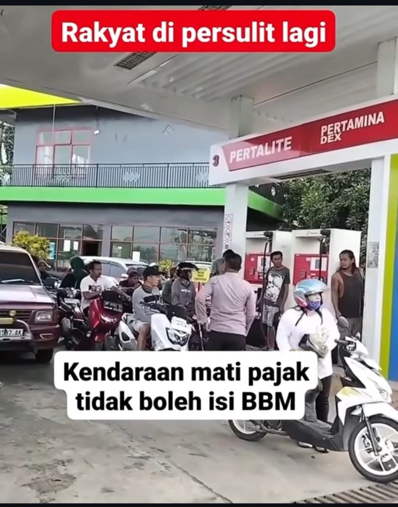 Suasana SPBU yang mengejutkan netizen, pajak motor mati ditolak isi BBM di SPBU.