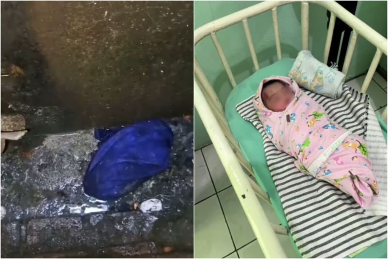 Bayi menangis ditemukan di saluran air dalam kondisi terbungkus plastik biru, Selasa (23/9/2025).