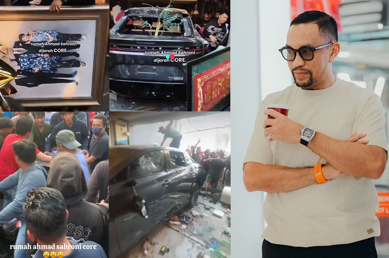 Suasana penjarahan di rumah Ahmad Sahroni.