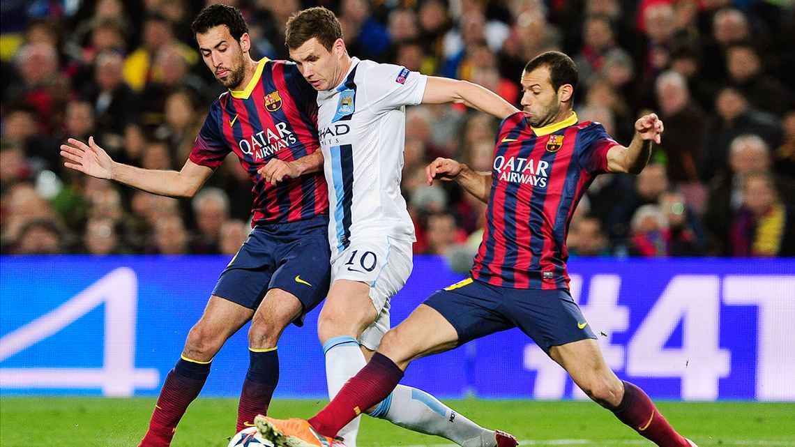 Javier Mascherano dan Sergio Busquets saat masih berseragam Barcelona
