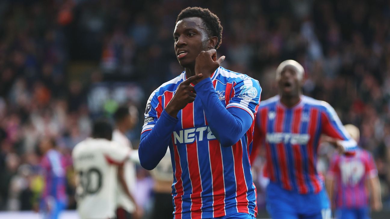 Selebrasi Eddie Nketiah setelah mencetak gol kemenangan Crystal Palace atas Liverpool di Premier League yang mengakhiri catatan sempurna juara bertahan
