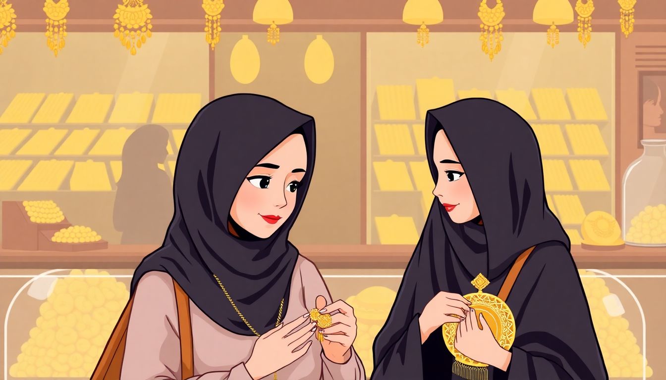 Ilustrasi  dua perempuan mencuri perhiasan.
