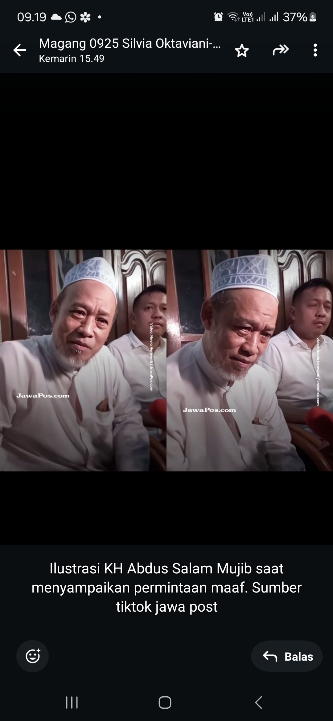 KH Abdus Salam Mujib saat menyampaikan permintaan maaf.