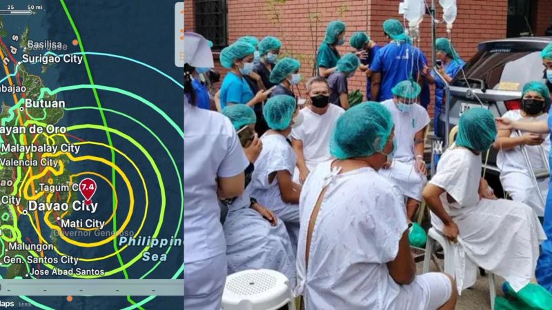 Gempa Filipina 7,4 SR, evakuasi pasien dan staff rumah sakit Davao.