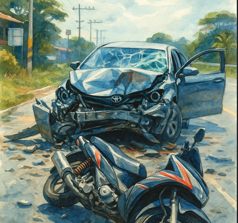 illustrasi kecelakaan mobil motor