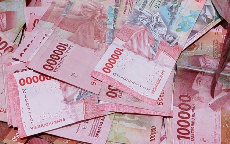 Ilustrasi lembaran uang rupiah.