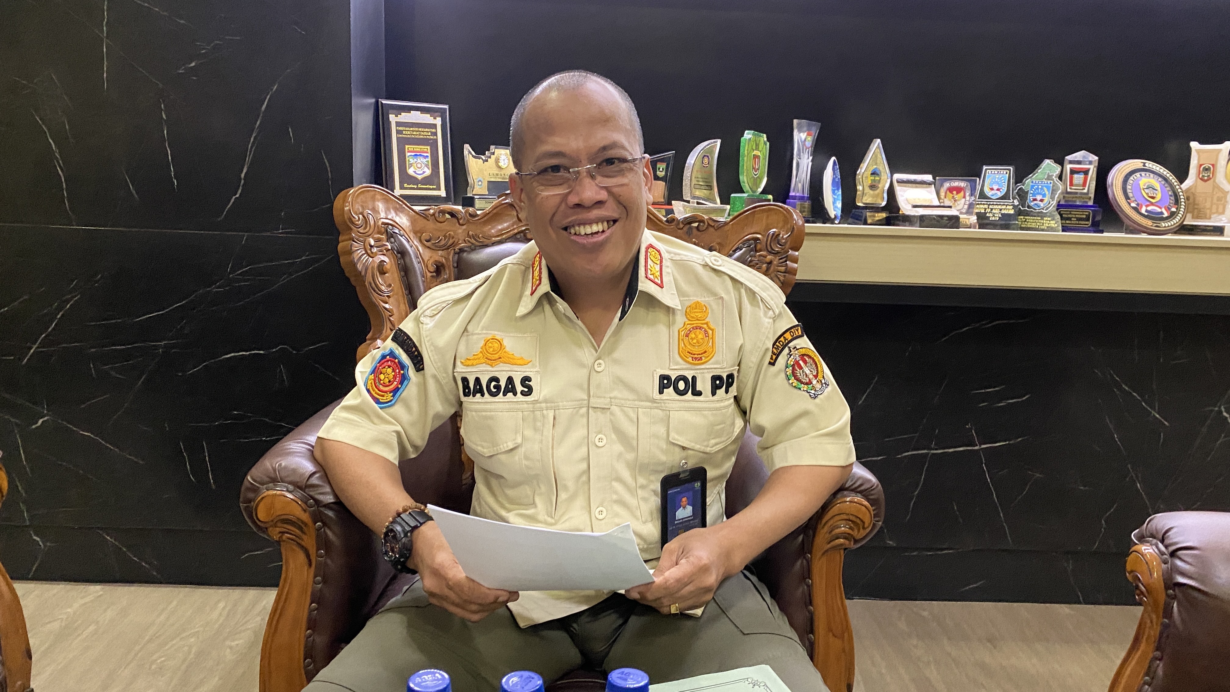 Kepala Satpol PP DIY Bagas Seno Aji saat ditemui di Kantor Satpol PP DIY, Rabu (22/10/2025).&nbsp;