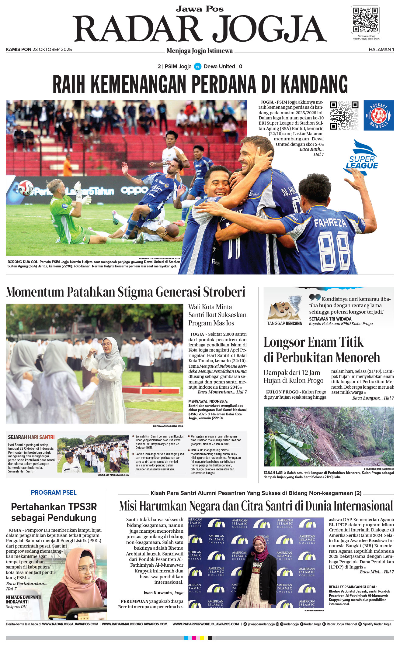 Jawa Pos - Radar Jogja, edisi Kamis 23 Oktober 2025