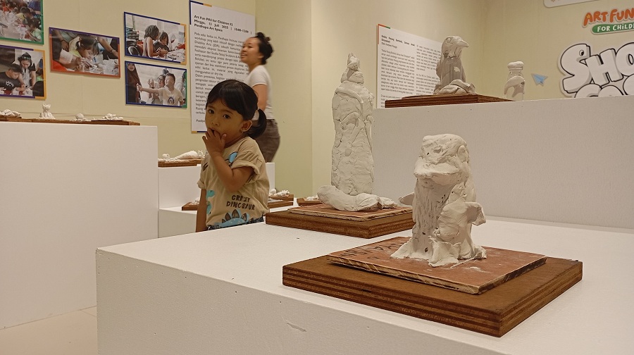UNIK:&nbsp;Beberapa patung hasil karya anak-anak yang ditampilkan dalam pameran bertajuk Art Fun PAS for Children yang digelar di Pendhapa Art Space (PAS), Minggu (26/10/2025).