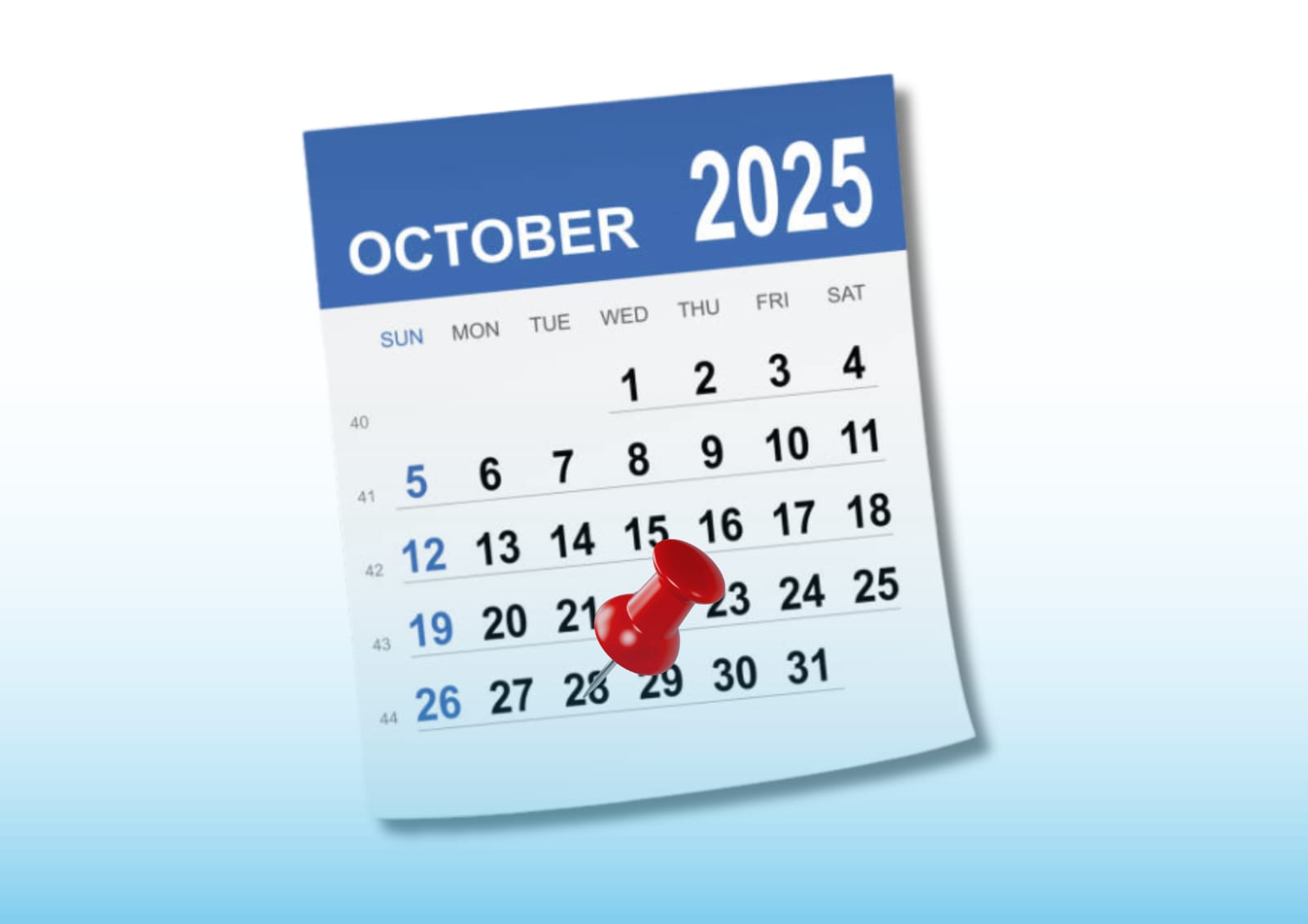 kalender di bulan Oktober