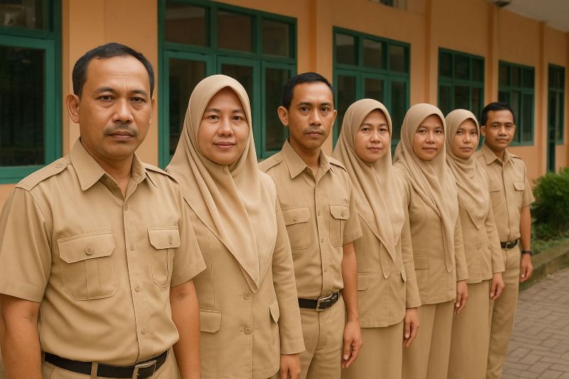 Ilustrasi para guru honorer di sekolah jelang penghapusan status honorer akhir 2025. 