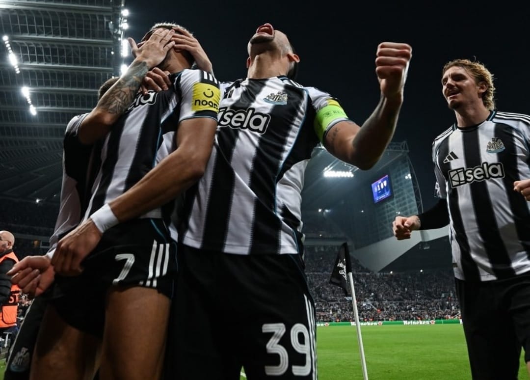 Selebrasi pemain Newcastle United dalam kemenangan di Liga Champions atas Athletic Club