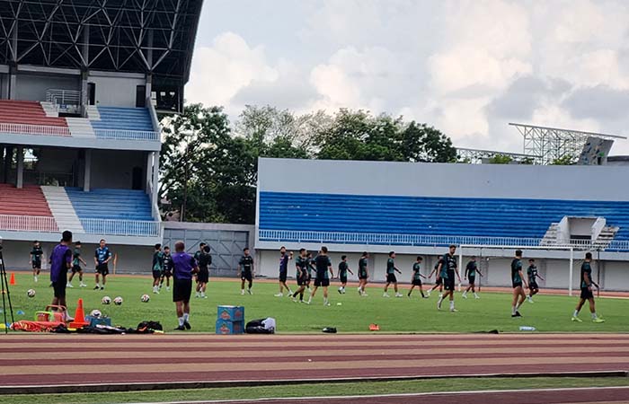 Sesi latihan PSIM Jogja sebelum keberangkatan ke Solo menghadapi Persis.