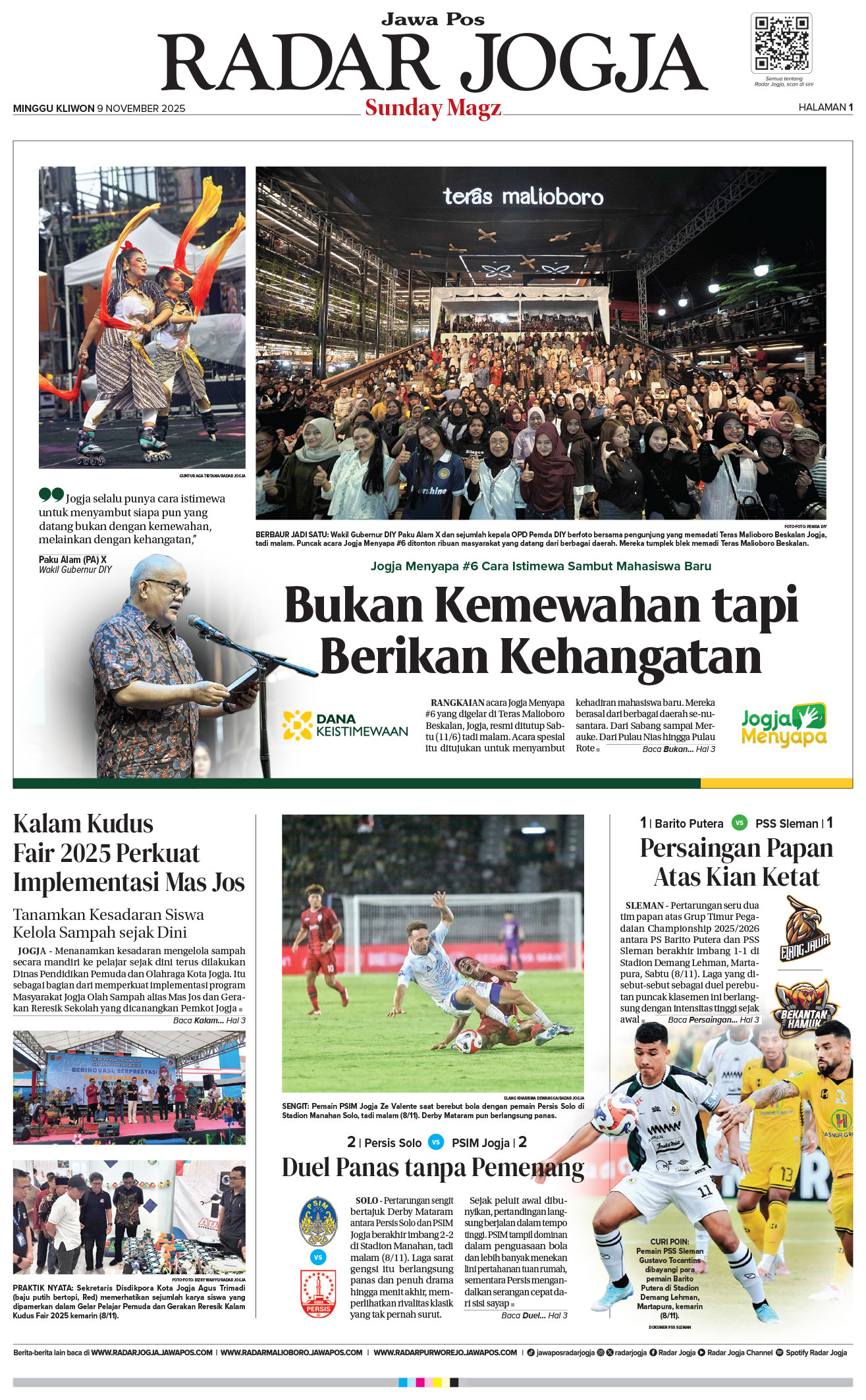 Jawa Pos - Radar Jogja, edisi Minggu 9 November 2025