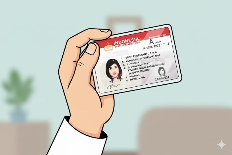 Ilustrasi kartu izin mengemudi.