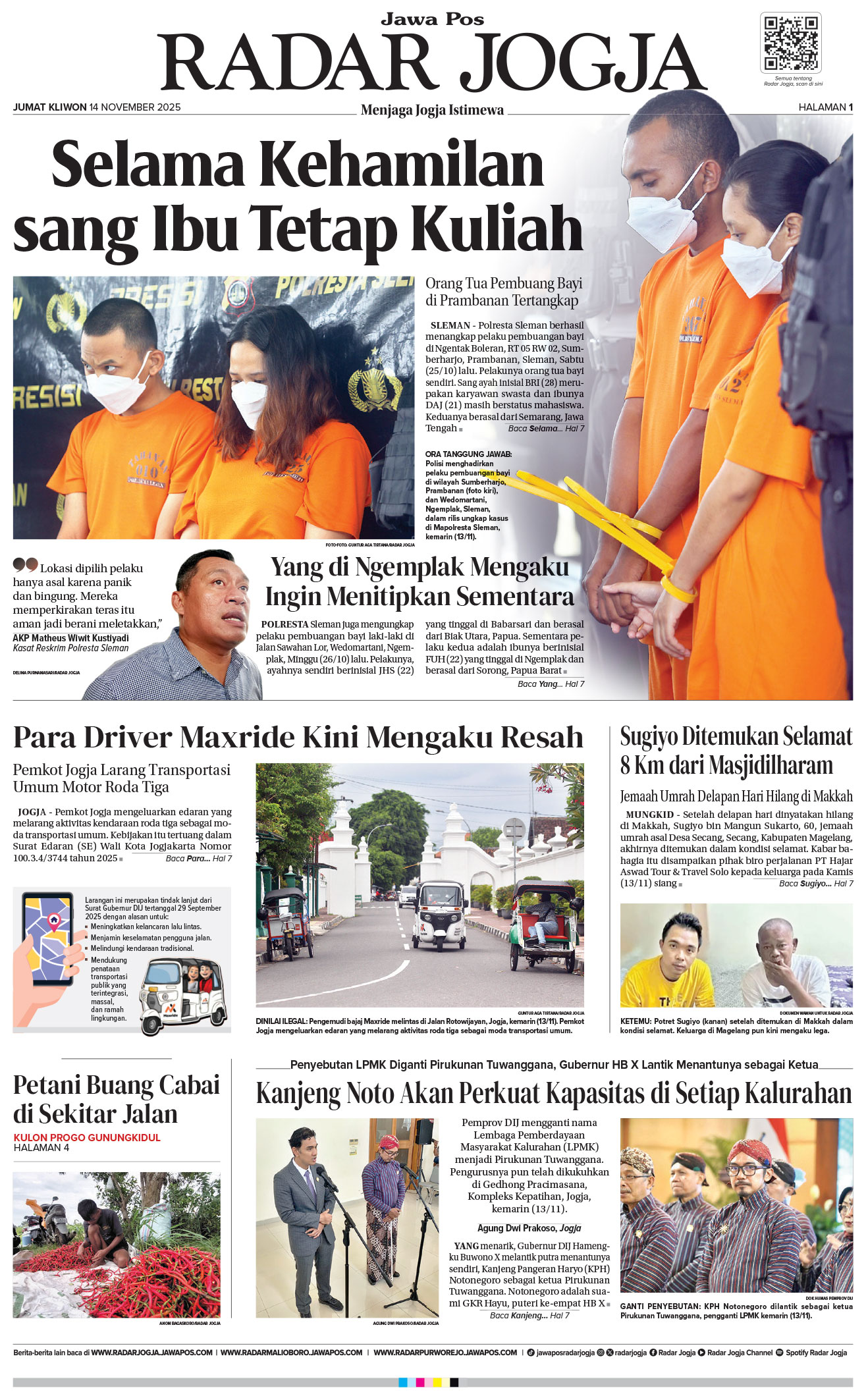 Jawa Pos - Radar Jogja, edisi Jumat 14 November 2025