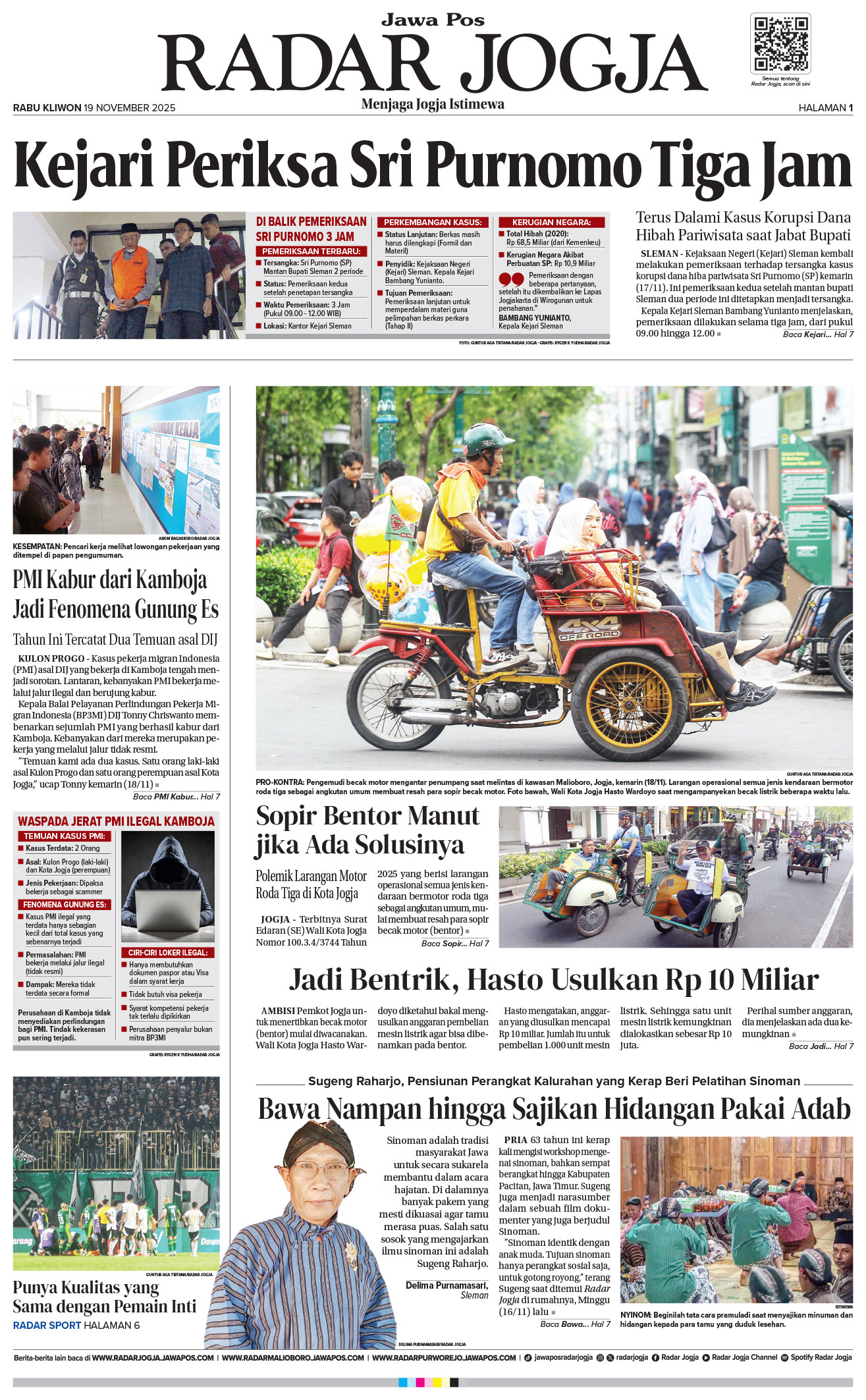 Jawa Pos - Radar Jogja, edisi Rabu 19 November 2025