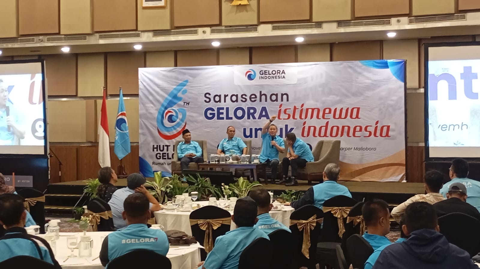 Suasana Sarasehan Gelora Istimewa untuk Indonesia yang diselenggarakan oleh Partai Gelora di Hotel Harper, Kamis (20/11/2025) malam.&nbsp;