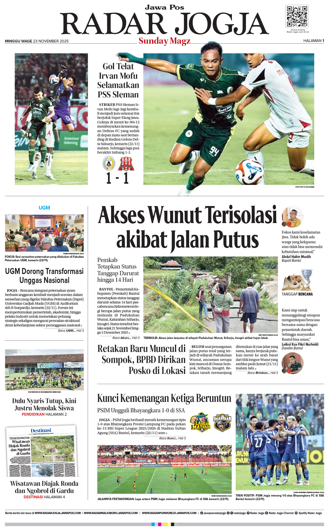Jawa Pos - Radar Jogja, edisi Minggu 23 November 2025