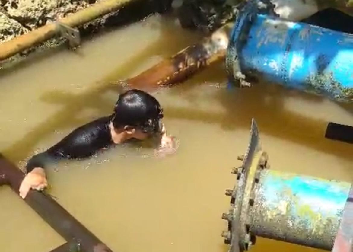 Kondisi pompa intake di sungai bawah tanah Pantai Baron pada Selasa sore (25/11).