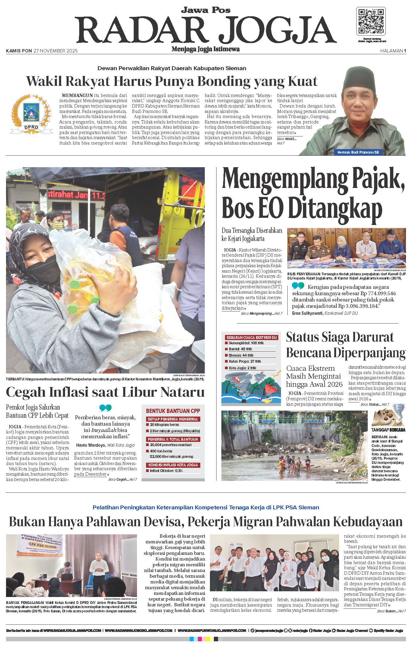 Jawa Pos - Radar Jogja, edisi Kamis 27 November 2025