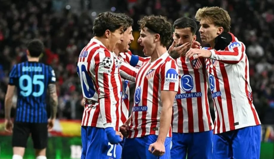 Selebrasi pemain Atletico Madrid saat Julian Alvarez mencetak gol ke gawang Inter di Liga Champions