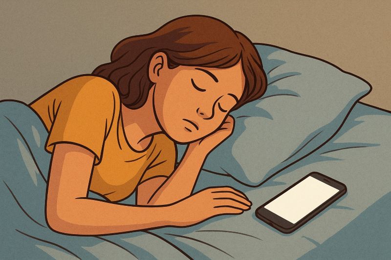 Ilustrasi tidur dekat dengan HP.