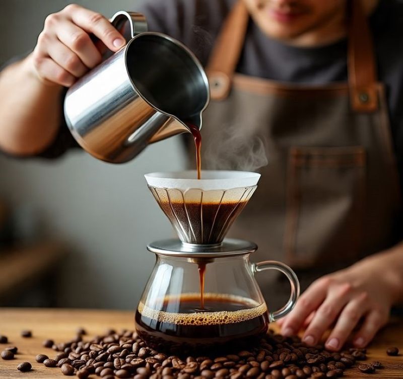 Ilustrasi pembuatan kopi.