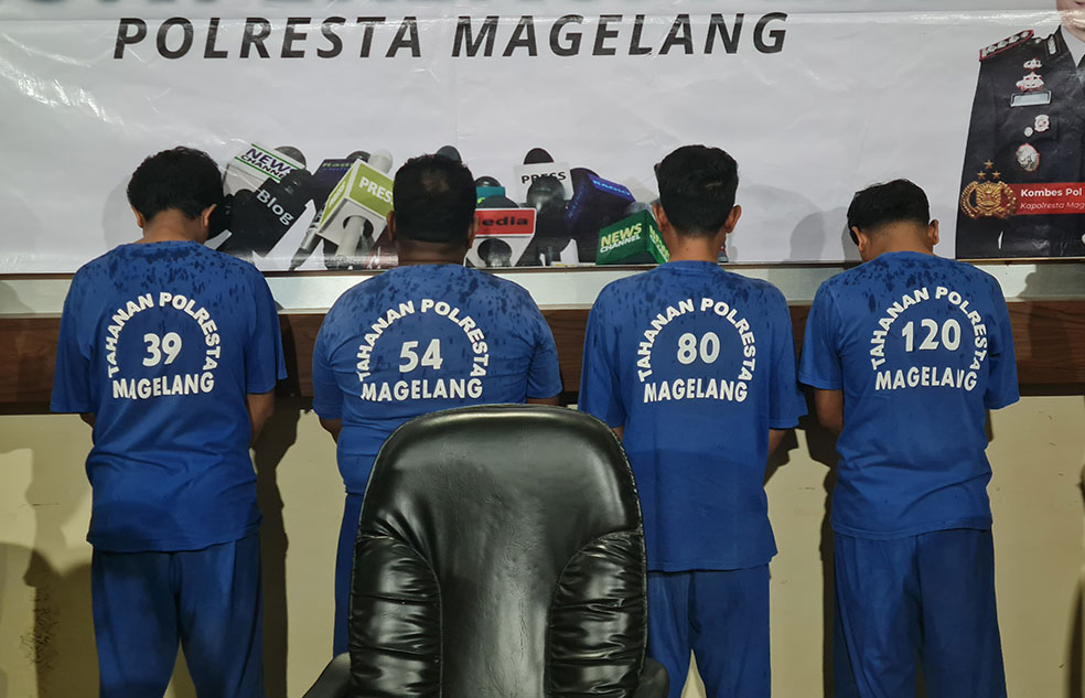 DITANGKAP: Polresta Magelang membekuk empat orang DC yang diduga menculik dan menyekap ibu serta anaknya.