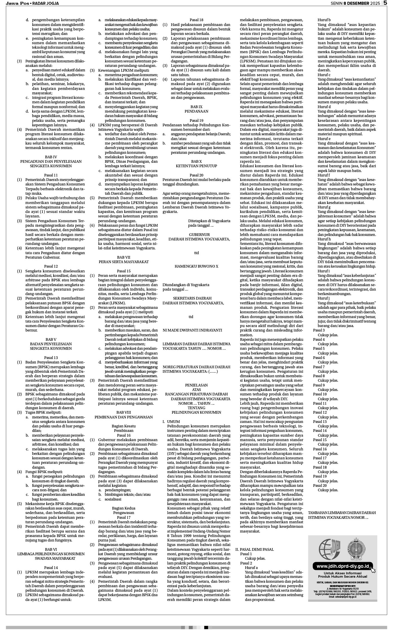 Raperda Daerah Istimewa Yogyakarta Tentang Perlindungan Konsumen (2)