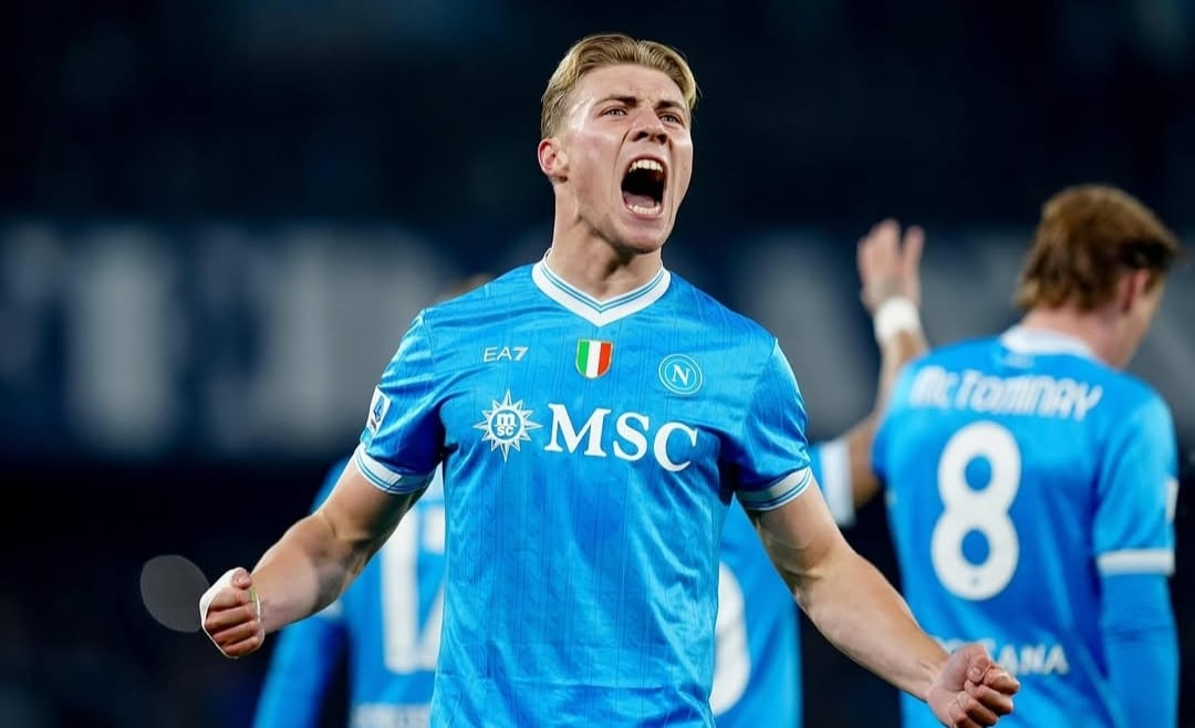 Selebrasi Rasmus Hojlund dalam kemenangan 2-1 Napoli atas Juventus di Serie A
