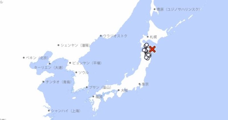 Titik gempa dan Tsunami di Jepang.