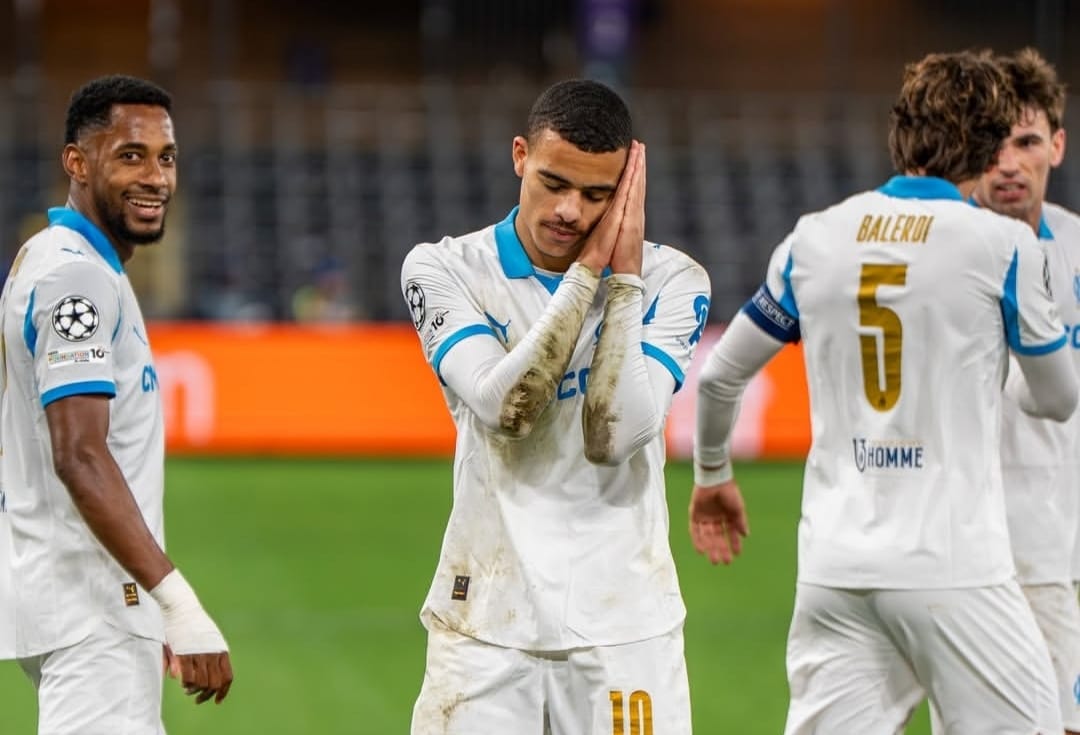 Selebrasi Mason Greenwood dalam kemenangan Marseille atas Union Saint Gilloise di Liga Champions