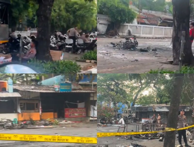 Situasi TMP (Taman Makam Pahlawan) Kalibata pagi ini, Jumat (12/12/2025) pasca bentrok yang menghanguskan belasan kios.
