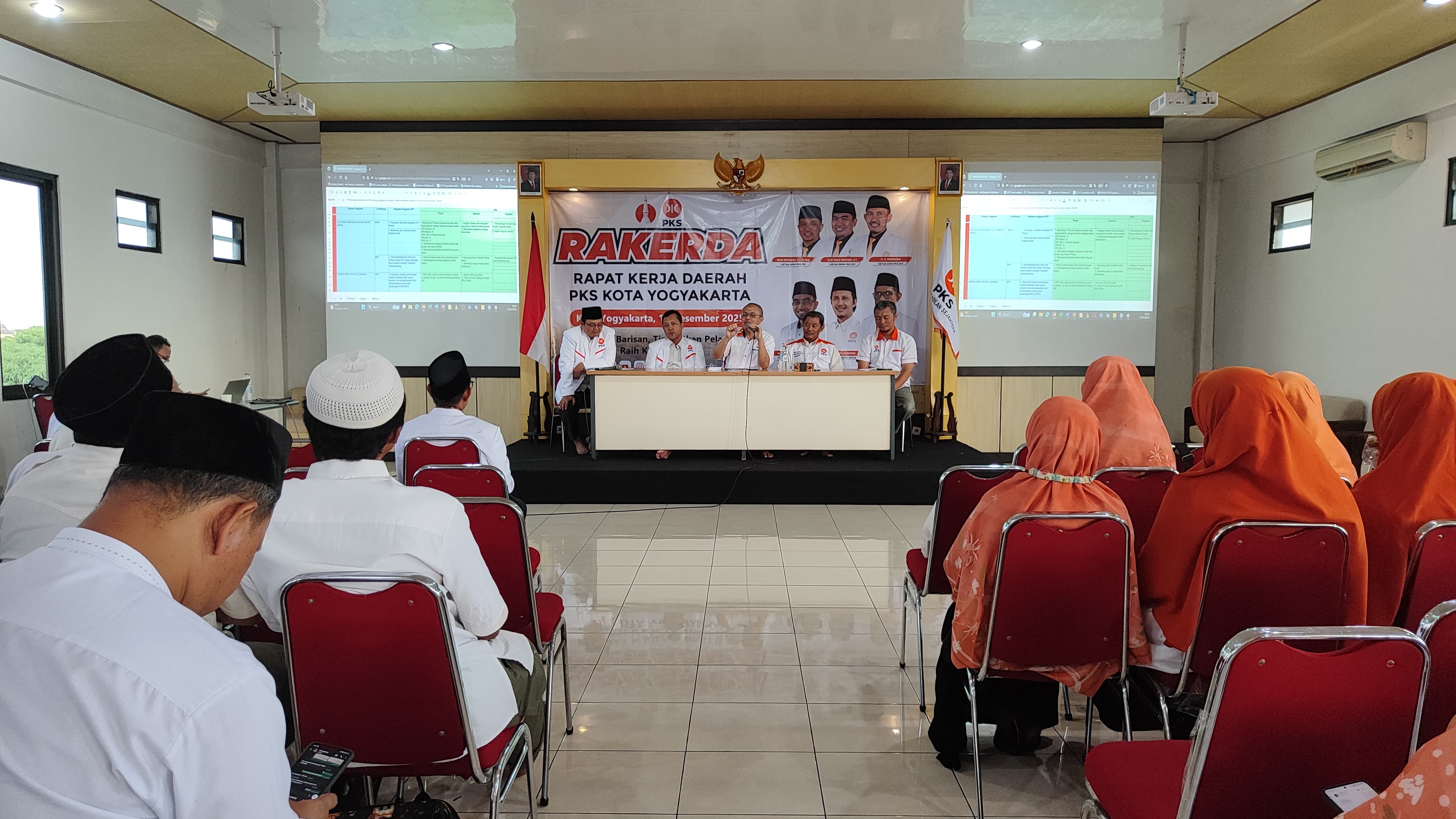 RAPAT : Jajaran pengurus dan kader DPD PKS Kota Jogja saat melaksanakan rapat kerja daerah di di Kantor DPTW PKS DIY, Sabtu (13/12/2025)